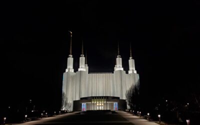 New LED lighting on Mormon Temple spires, Kensington, MD